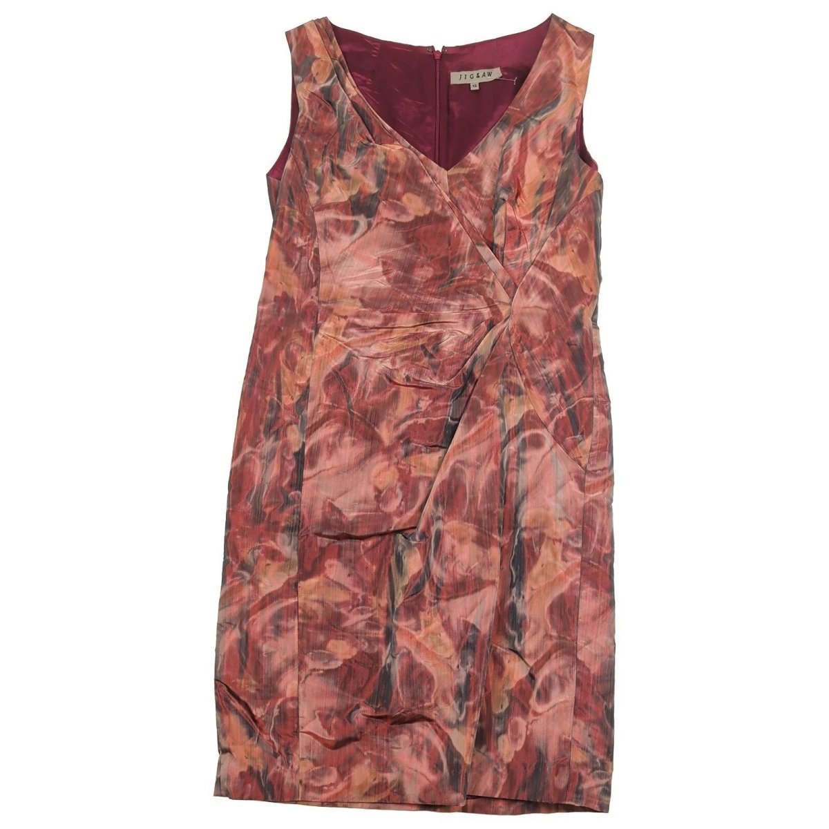 Jigsaw Womens Abstract Print Dress UK 12 Copper Red Sleeveless Occasion by Jigsaw – | RewearableUK