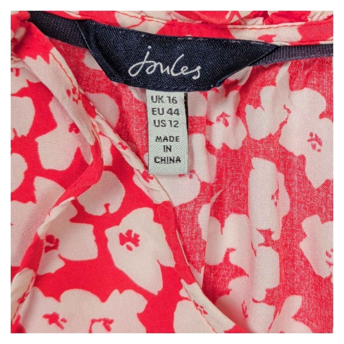Joules Cierra Floral Sleeveless Blouse UK 16 Red White V-Neck Viscose – product photo 4 | RewearableUK
