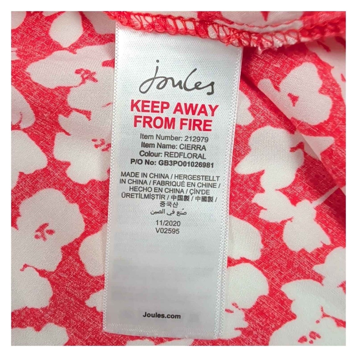 Joules Cierra Floral Sleeveless Blouse UK 16 Red White V-Neck Viscose – product photo 5 | RewearableUK