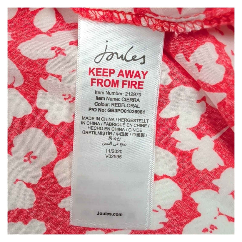 Joules Cierra Floral Sleeveless Blouse UK 16 Red White V-Neck Viscose – product photo 5 | RewearableUK