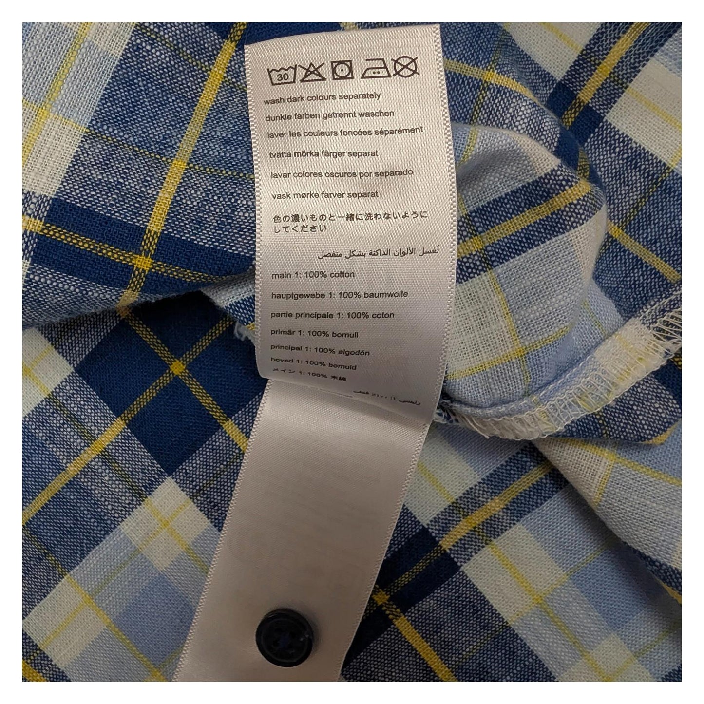 Joules Clarabelle Check Blouse Size UK 16 US 12 Blue Yellow Ruffle Puff Sleeve T by Joules – | RewearableUK