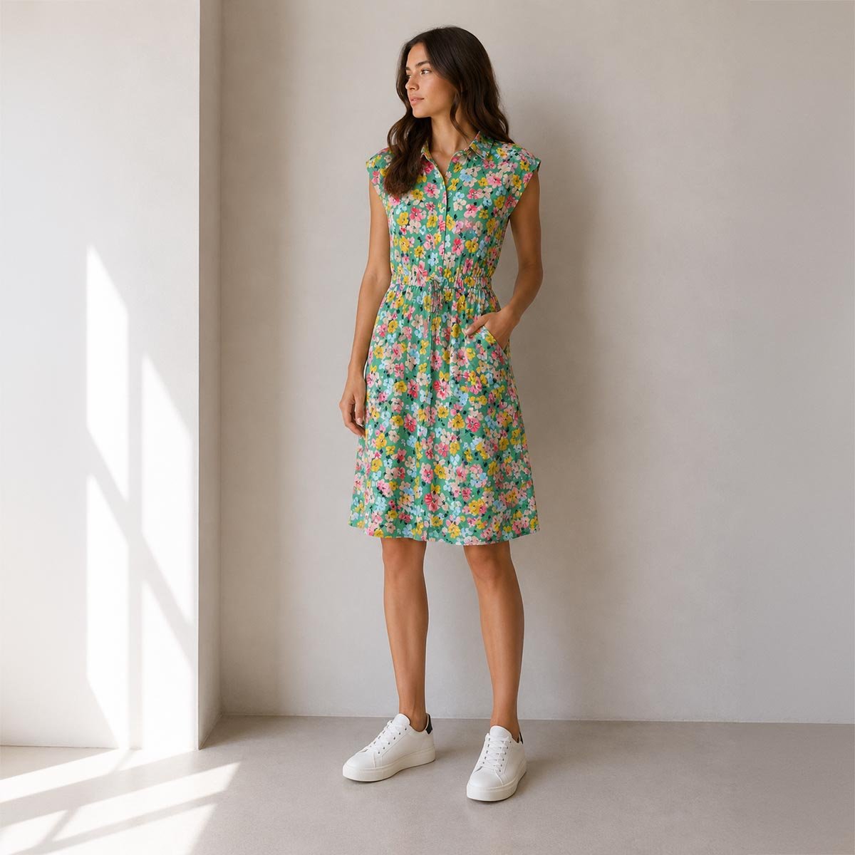 Joules Floral Shirt Dress UK 16 Green Collared Short Sleeve by Joules – DRESSING | RewearableUK