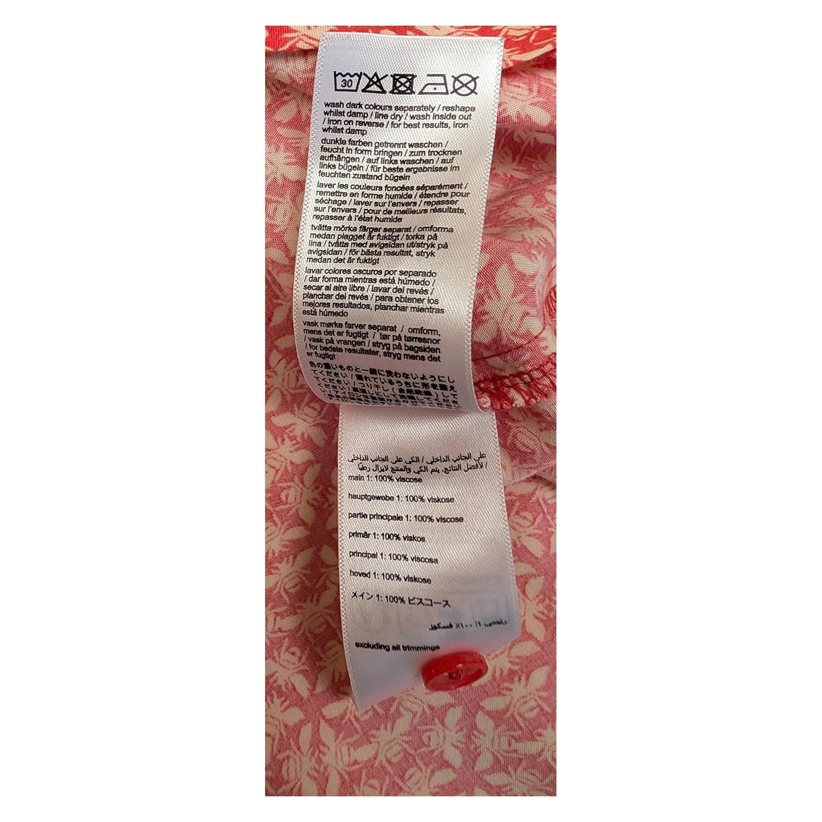 Joules Georgia Top Size UK 14 Red Bee Print Viscose Long Sleeve Collarless Blous by Joules – | RewearableUK