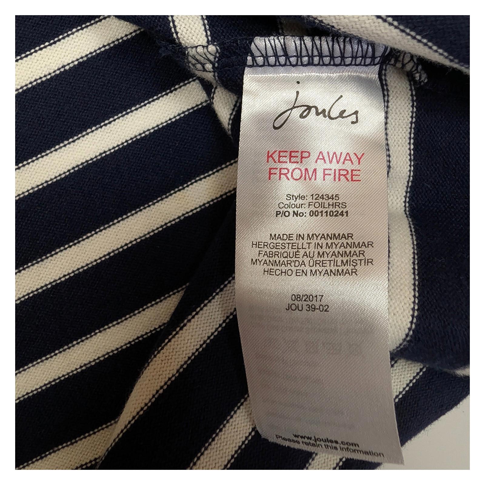 Joules Harbour Top Size UK 16 US 12 Navy White Stripe Gold Horseshoe Cotton Shir by Joules – | RewearableUK