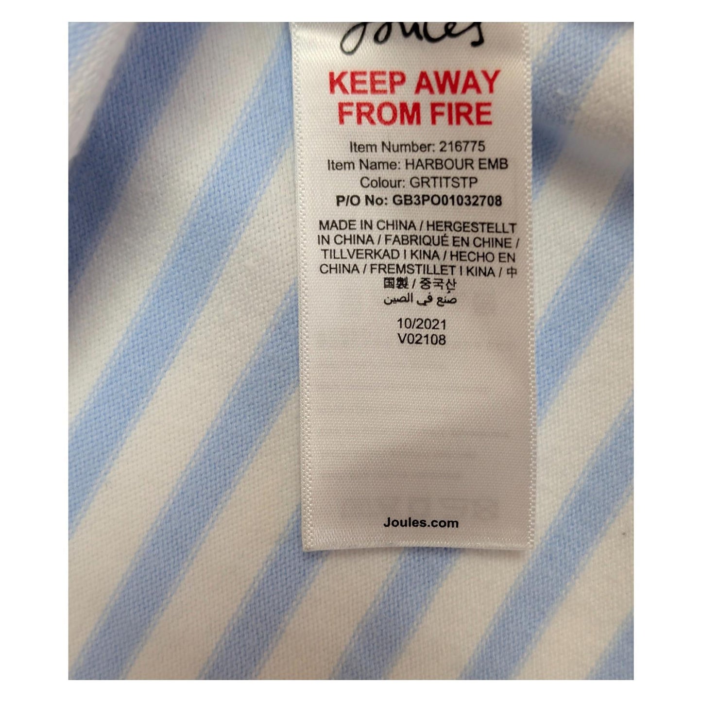 Joules Harbour Top Size UK 18 US 14 Blue Stripe Embroidered Blue Tit Bird Cotton by Joules – | RewearableUK