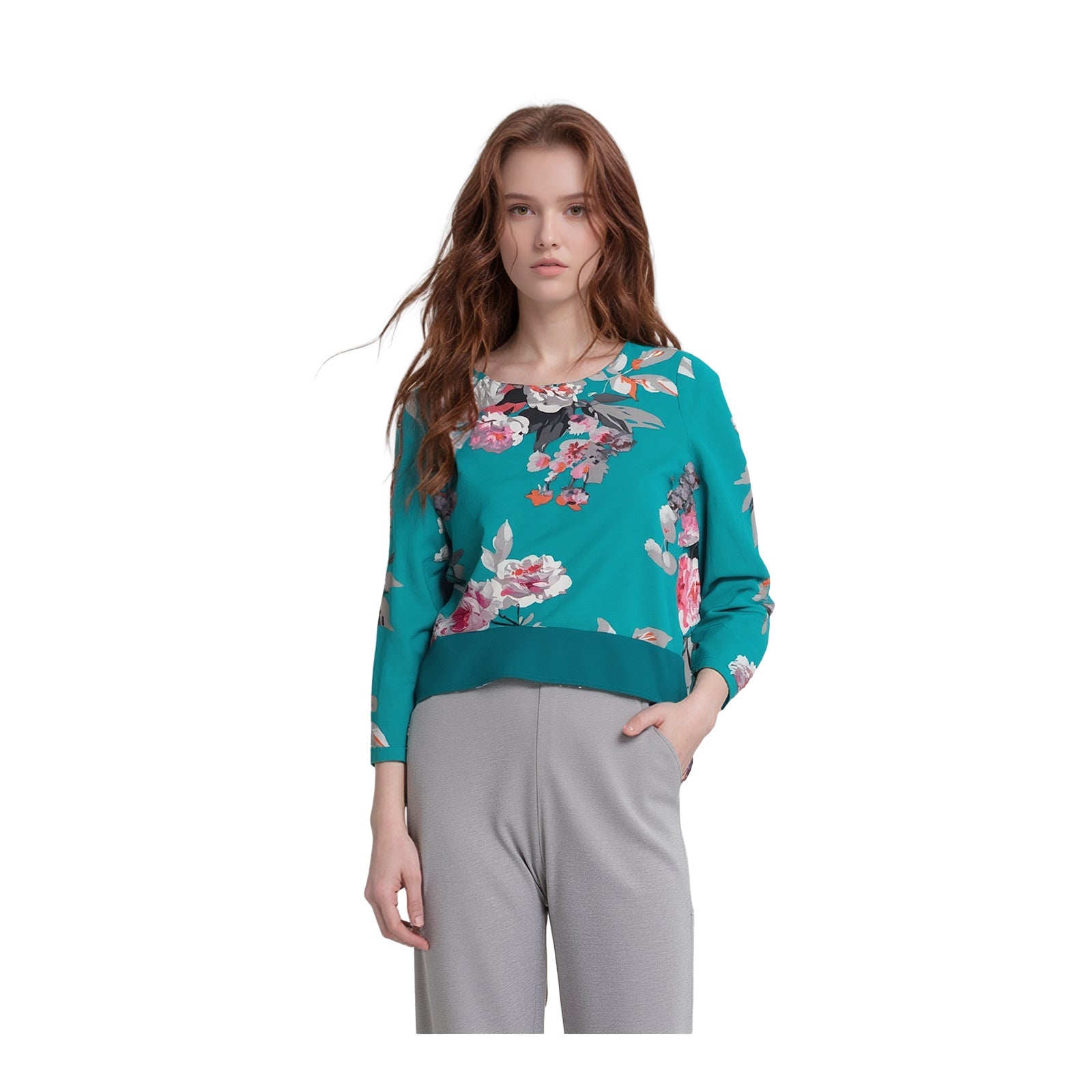 Joules Leah Top Teal Floral Viscose | Women's UK 16 by Joules – blouse | RewearableUK
