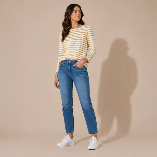 Joules New Harbour Breton Top UK 10 Cream Gold Stripe – Top product photo 1 | RewearableUK