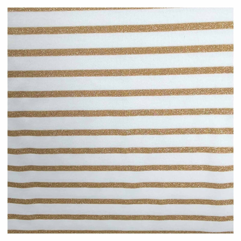 Joules New Harbour Womens Top UK 10 Cream Gold Metallic Stripe Long Sleeve – product photo 2 | RewearableUK