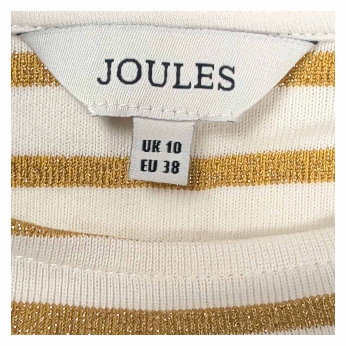 Joules New Harbour Womens Top UK 10 Cream Gold Metallic Stripe Long Sleeve – product photo 6 | RewearableUK