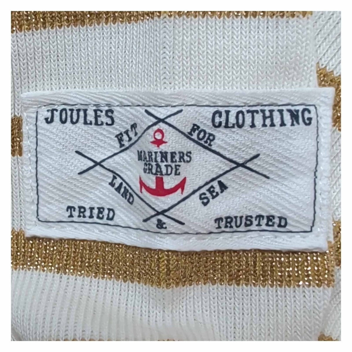 Joules New Harbour Womens Top UK 10 Cream Gold Metallic Stripe Long Sleeve – product photo 3 | RewearableUK