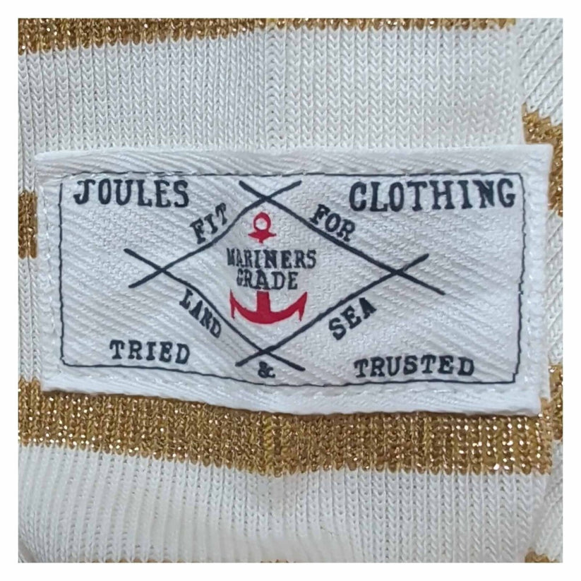 Joules New Harbour Womens Top UK 10 Cream Gold Metallic Stripe Long Sleeve – product photo 3 | RewearableUK