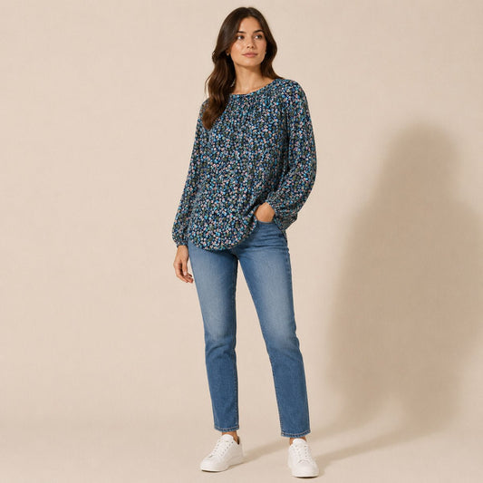 Joules Odette Navy Floral Blouse – UK 16 – product photo 1 | RewearableUK