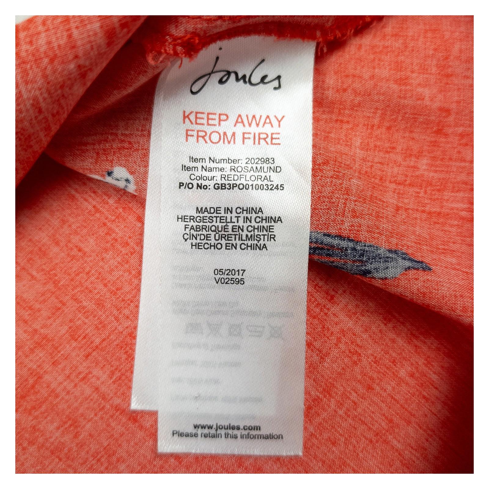 Joules Rosamund Red Floral Blouse Size UK 8 Viscose Long Sleeve Popover Top by Joules – | RewearableUK