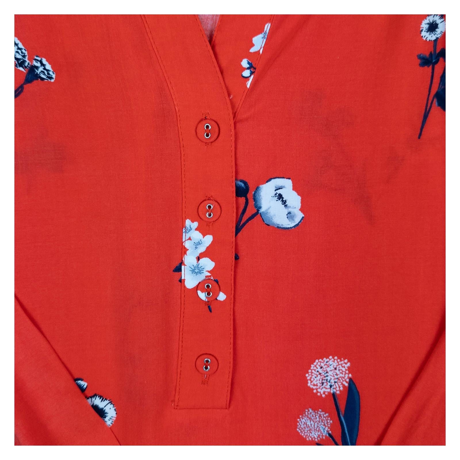 Joules Rosamund Red Floral Blouse Size UK 8 Viscose Long Sleeve Popover Top by Joules – | RewearableUK