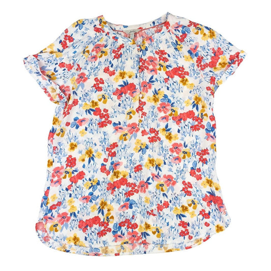 Joules Woman Floral Top Size UK 10 Edana Cream Viscose Short Sleeve Button Summe by Joules – | RewearableUK