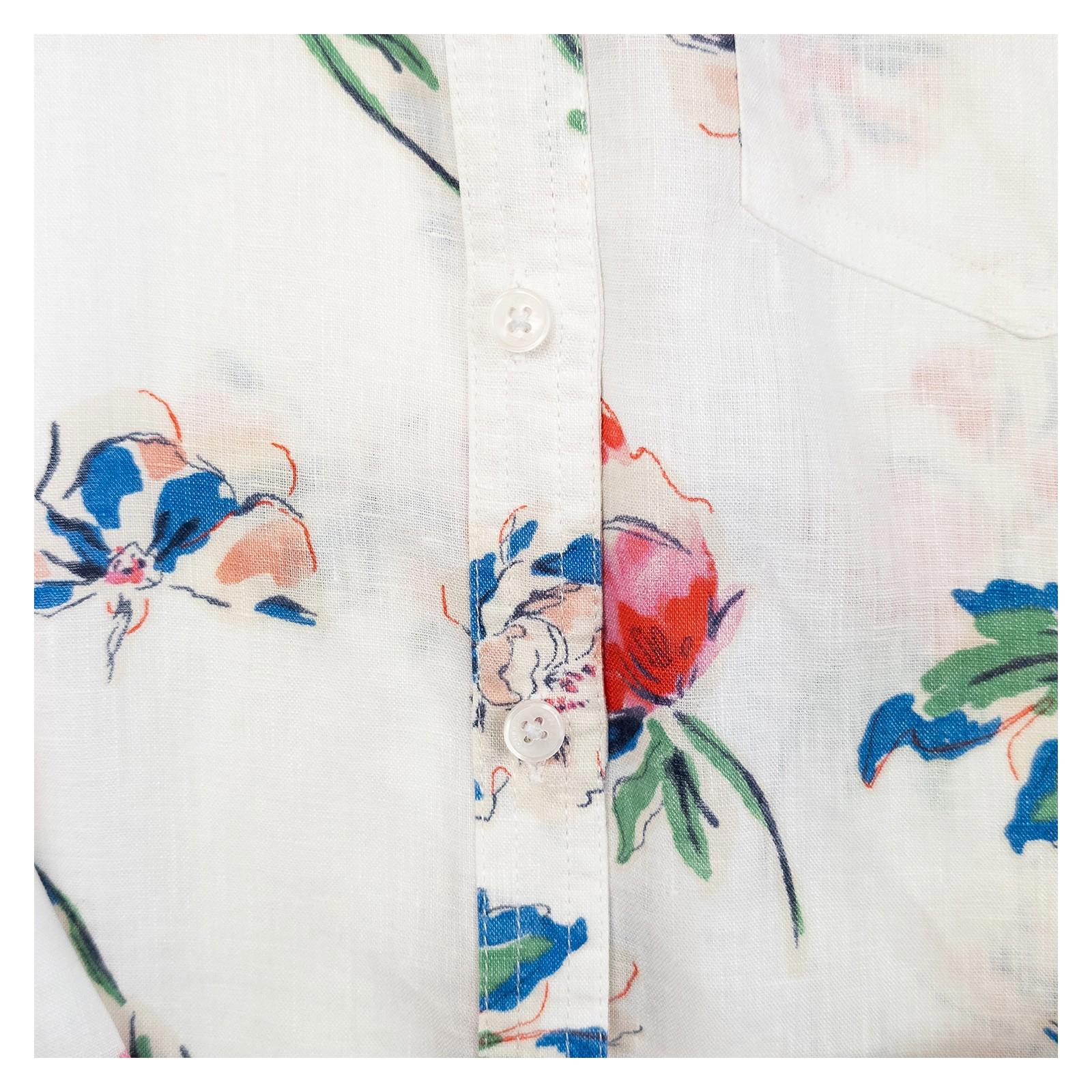 Joules Woman White Linen Shirt Size UK 16 Lorena Floral Print Long Sleeve Button by Joules – | RewearableUK