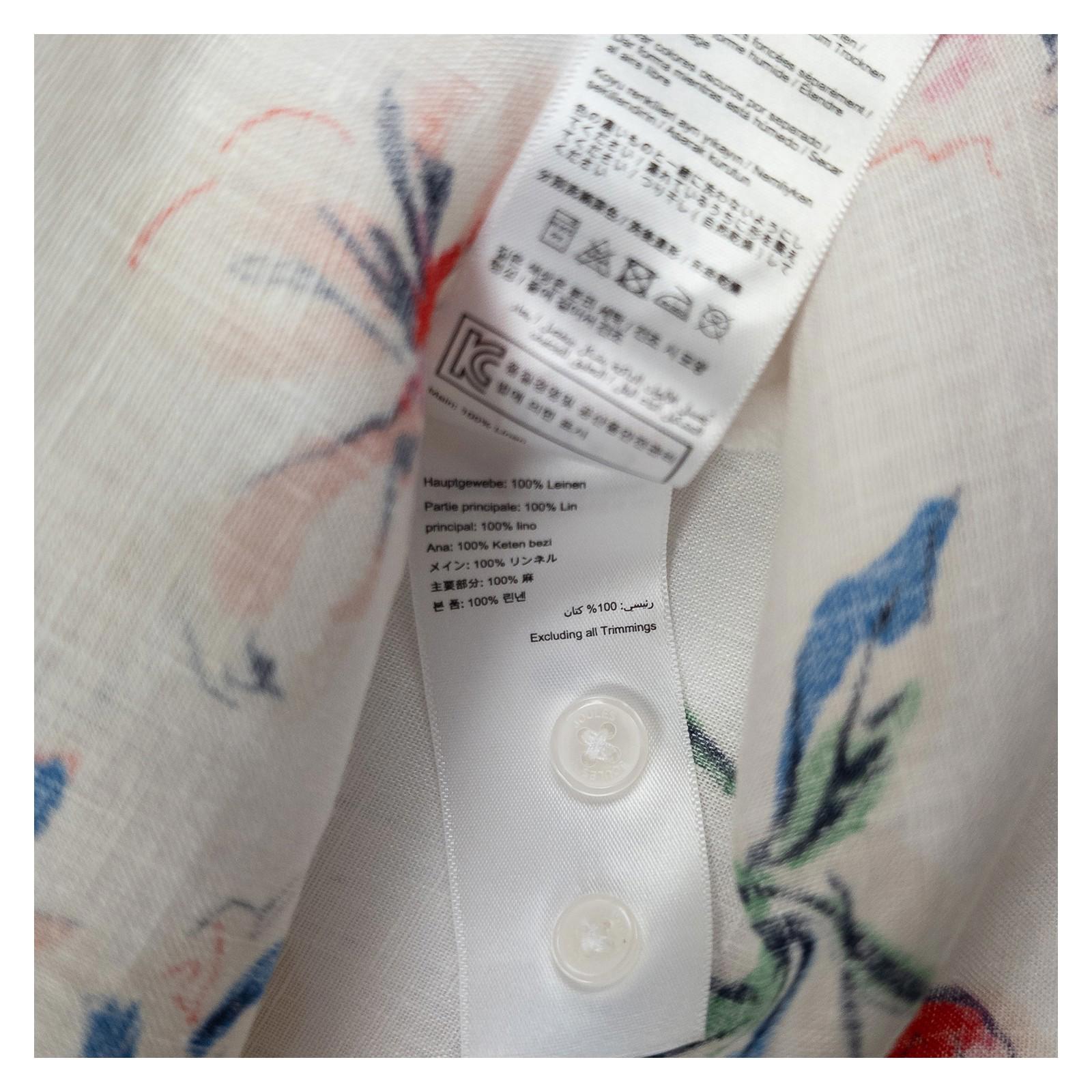 Joules Woman White Linen Shirt Size UK 16 Lorena Floral Print Long Sleeve Button by Joules – | RewearableUK