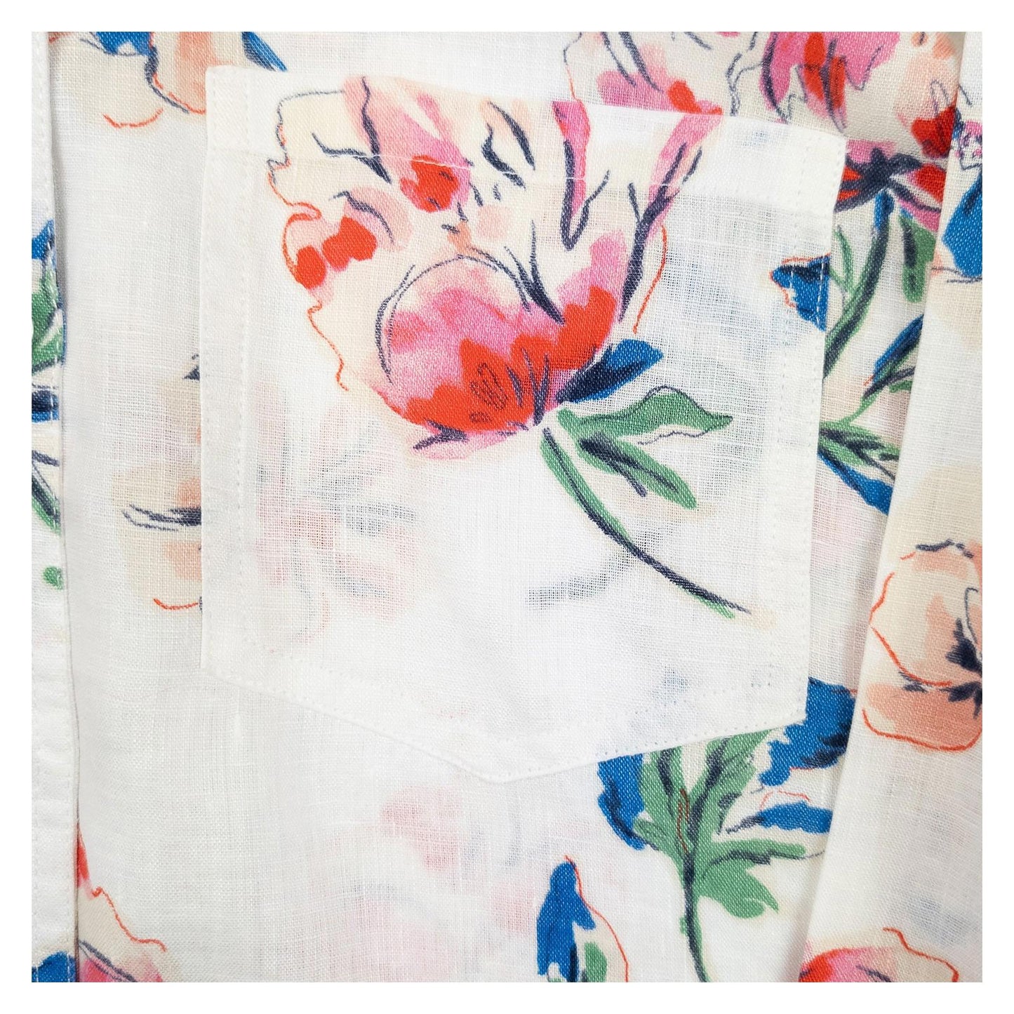 Joules Woman White Linen Shirt Size UK 16 Lorena Floral Print Long Sleeve Button by Joules – | RewearableUK