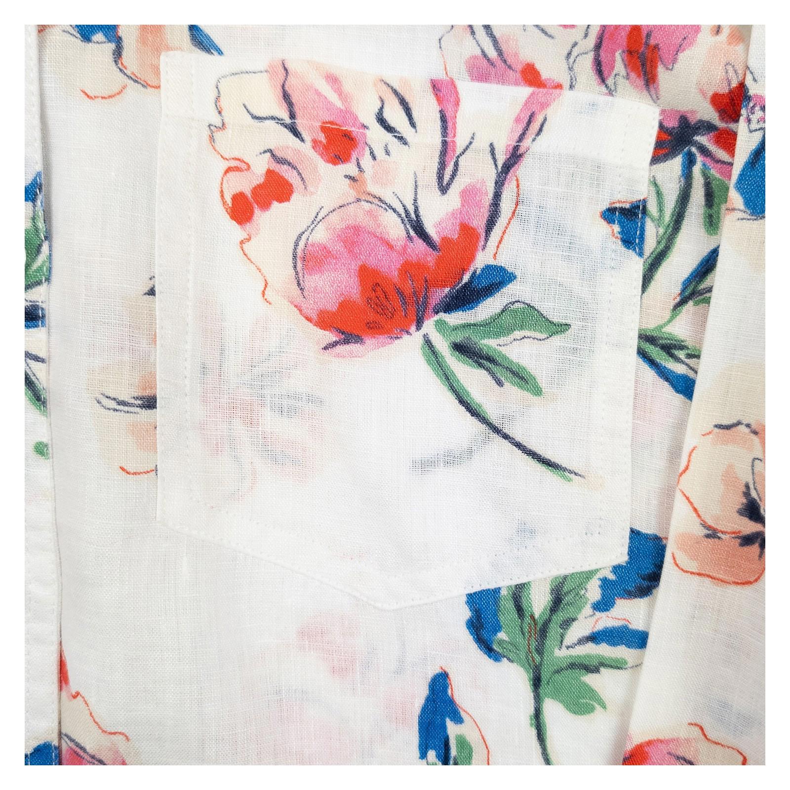 Joules Woman White Linen Shirt Size UK 16 Lorena Floral Print Long Sleeve Button by Joules – | RewearableUK