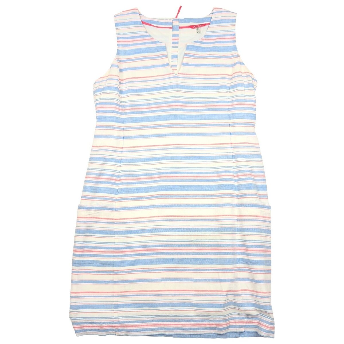 joules womens blue pink white striped linen blend sleeveless shift dress uk 14 by Joules – | RewearableUK