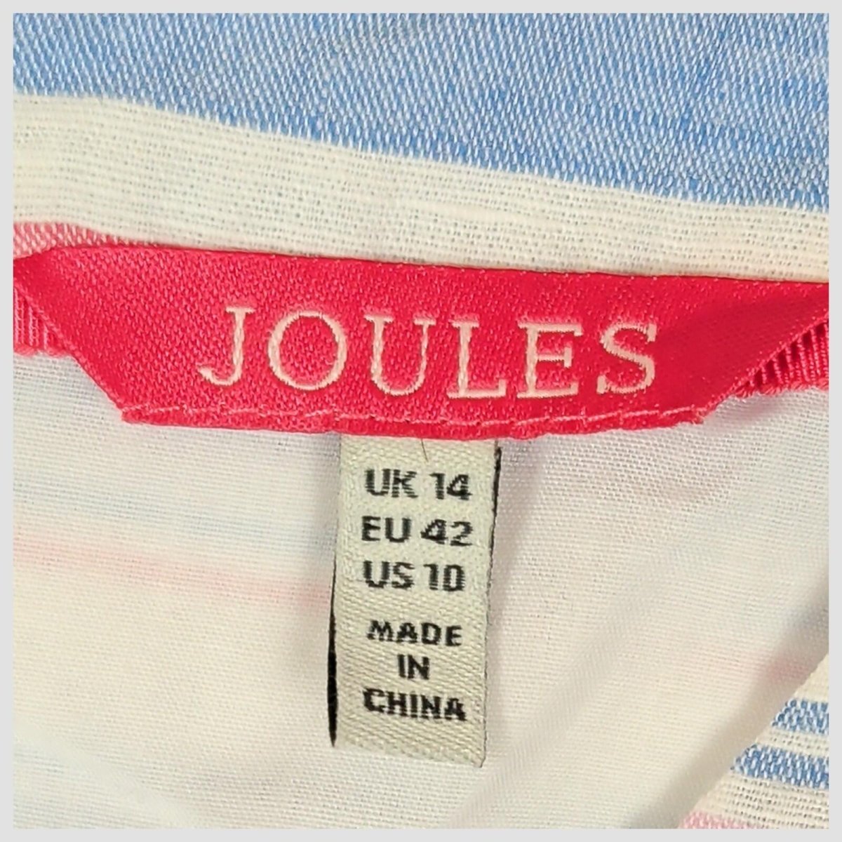 joules womens blue pink white striped linen blend sleeveless shift dress uk 14 by Joules – | RewearableUK