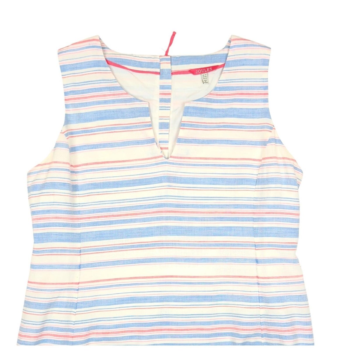 joules womens blue pink white striped linen blend sleeveless shift dress uk 14 by Joules – | RewearableUK