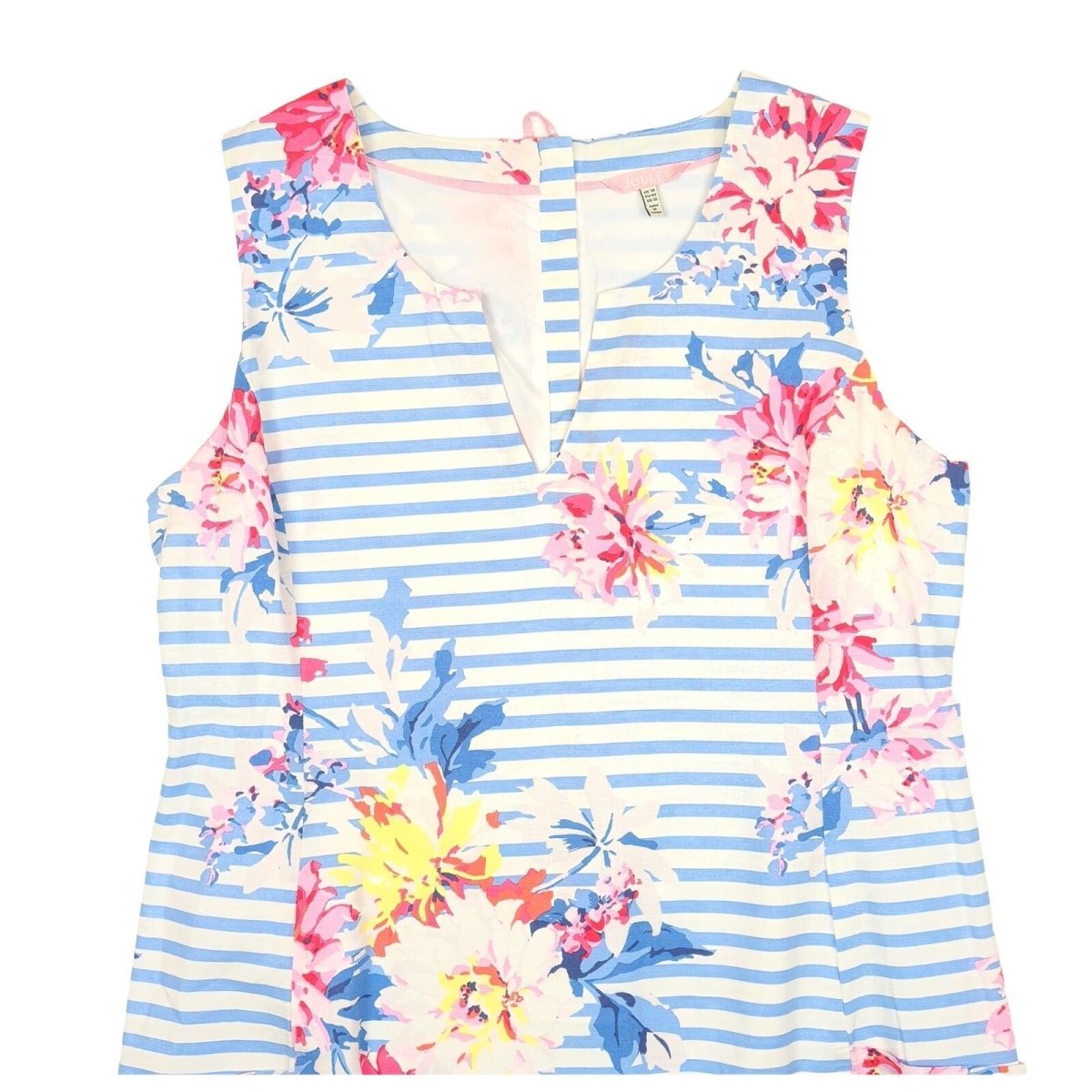 joules womens blue striped floral linen blend sleeveless shift dress size uk 14 by Joules – | RewearableUK