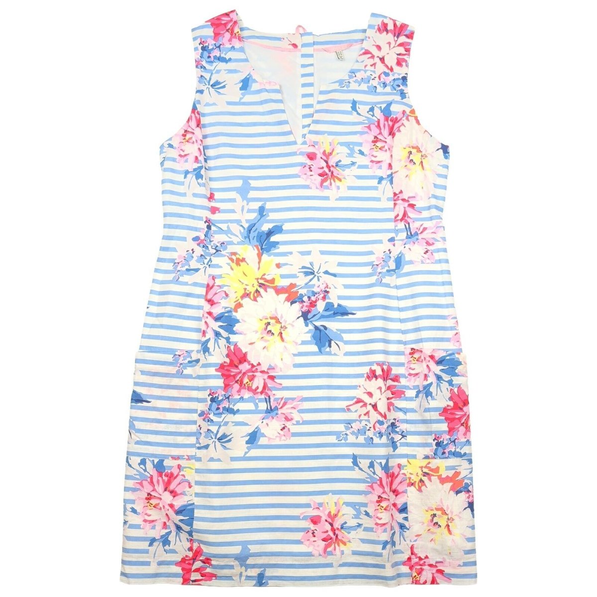 joules womens blue striped floral linen blend sleeveless shift dress size uk 14 by Joules – | RewearableUK