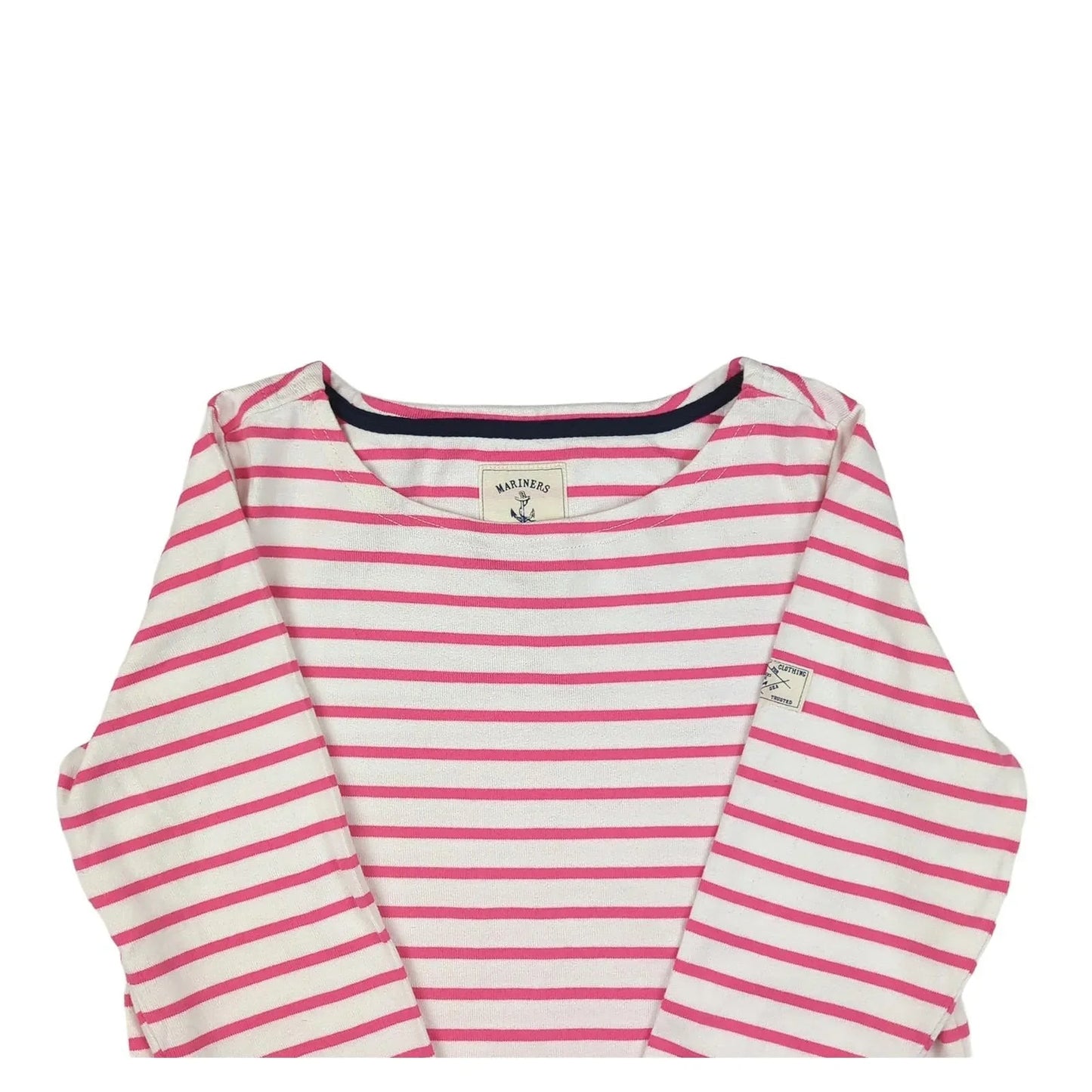 Joules Joules Women’s Pink Striped Cotton Top UK 8 3/4 Sleeve Casual Tee T-Shirts RewearableUK