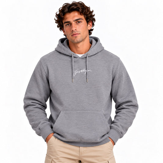 Just Hype Men's Grey Embroidered Hoodie M Cotton Blend – Hoodie product photo 1 | RewearableUK