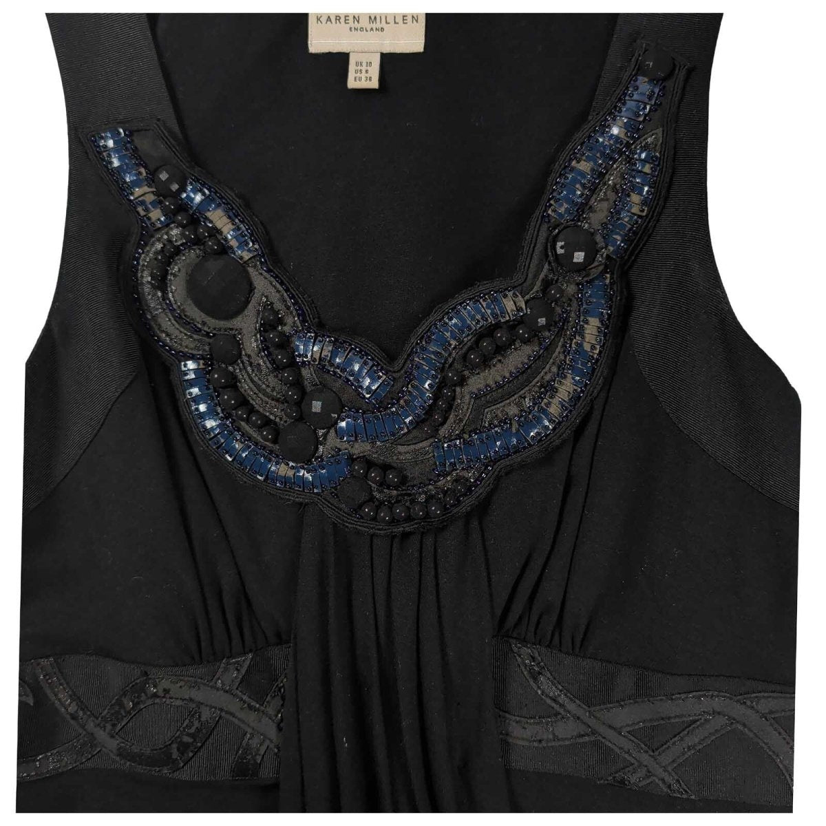 Karen Millen Black Embellished Evening Dress UK 10 Silk Trim – product photo 3 | RewearableUK