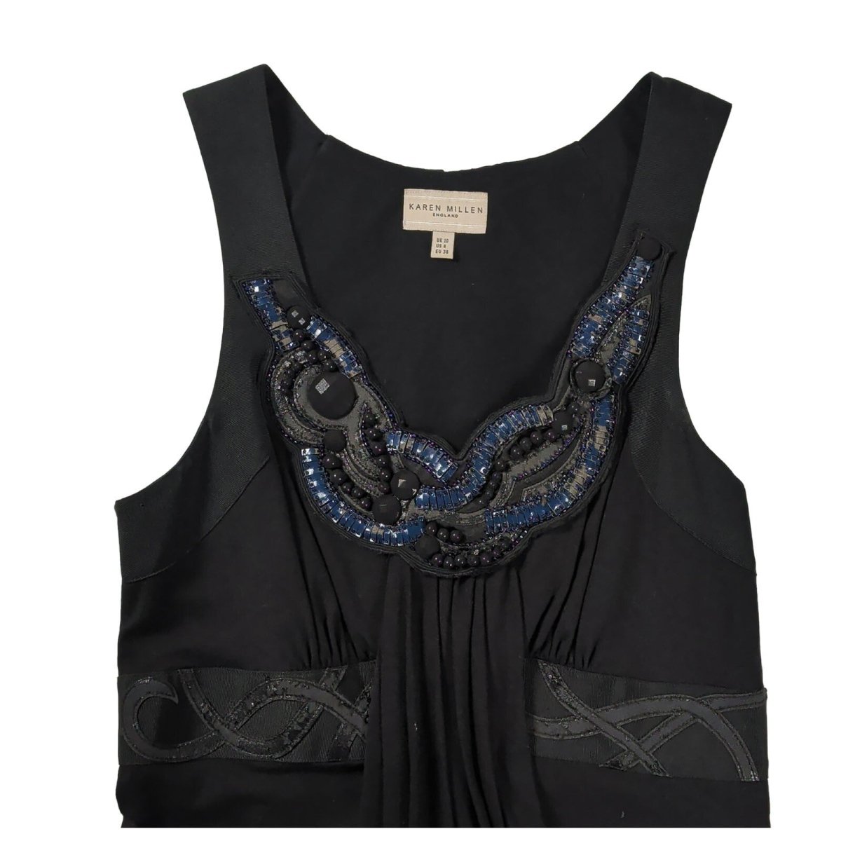 Karen Millen Black Embellished Evening Dress UK 10 Silk Trim – product photo 2 | RewearableUK