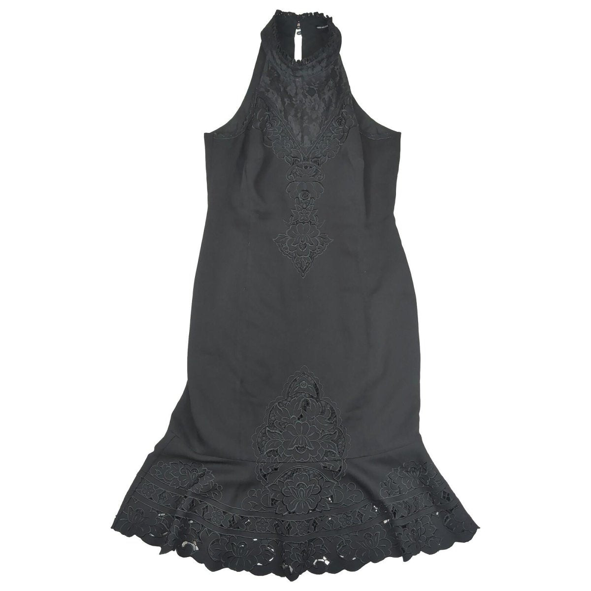 Karen Millen Black Halter Neck Embroidered Dress UK 16 New Without Tags by Karen Millen – | RewearableUK