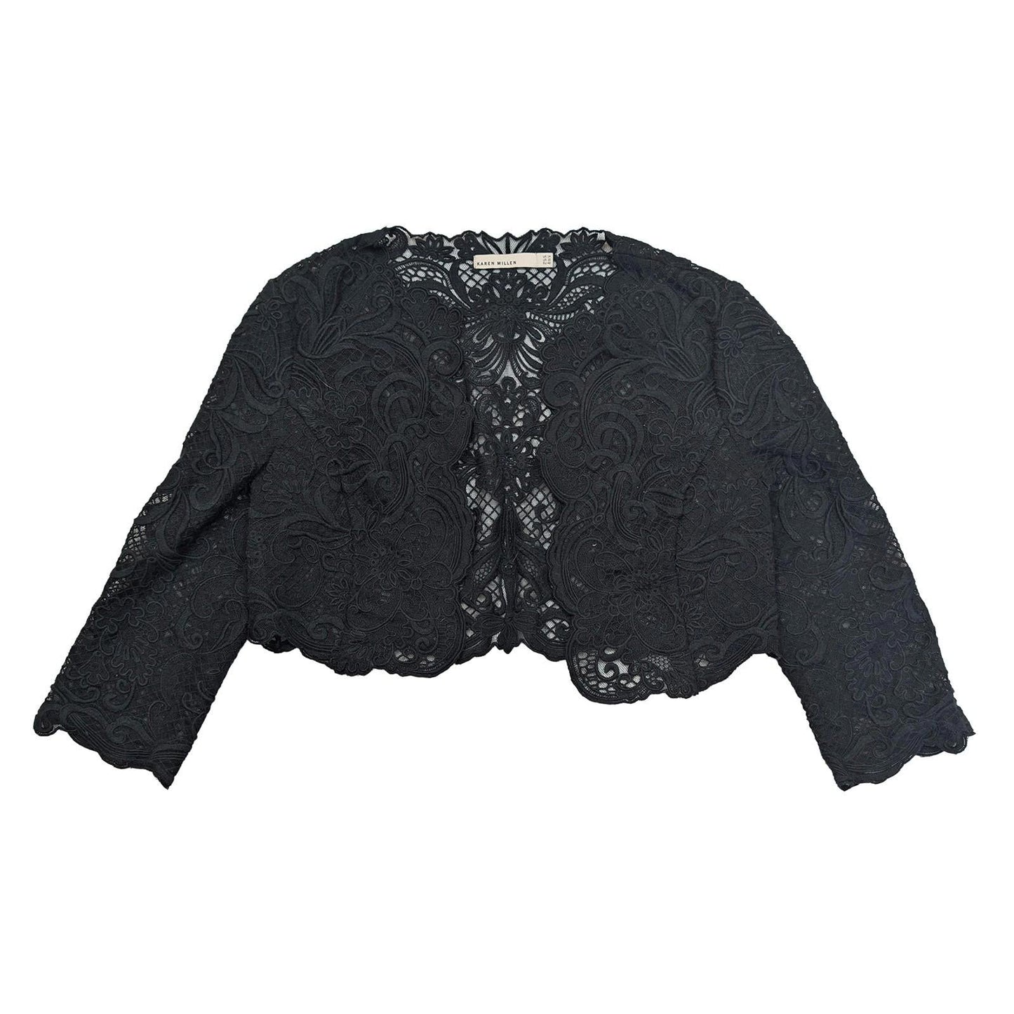 Karen Millen Black Lace Bolero Size UK 14 US 10 Guipure Cropped Jacket Wedding by Karen Millen – | RewearableUK