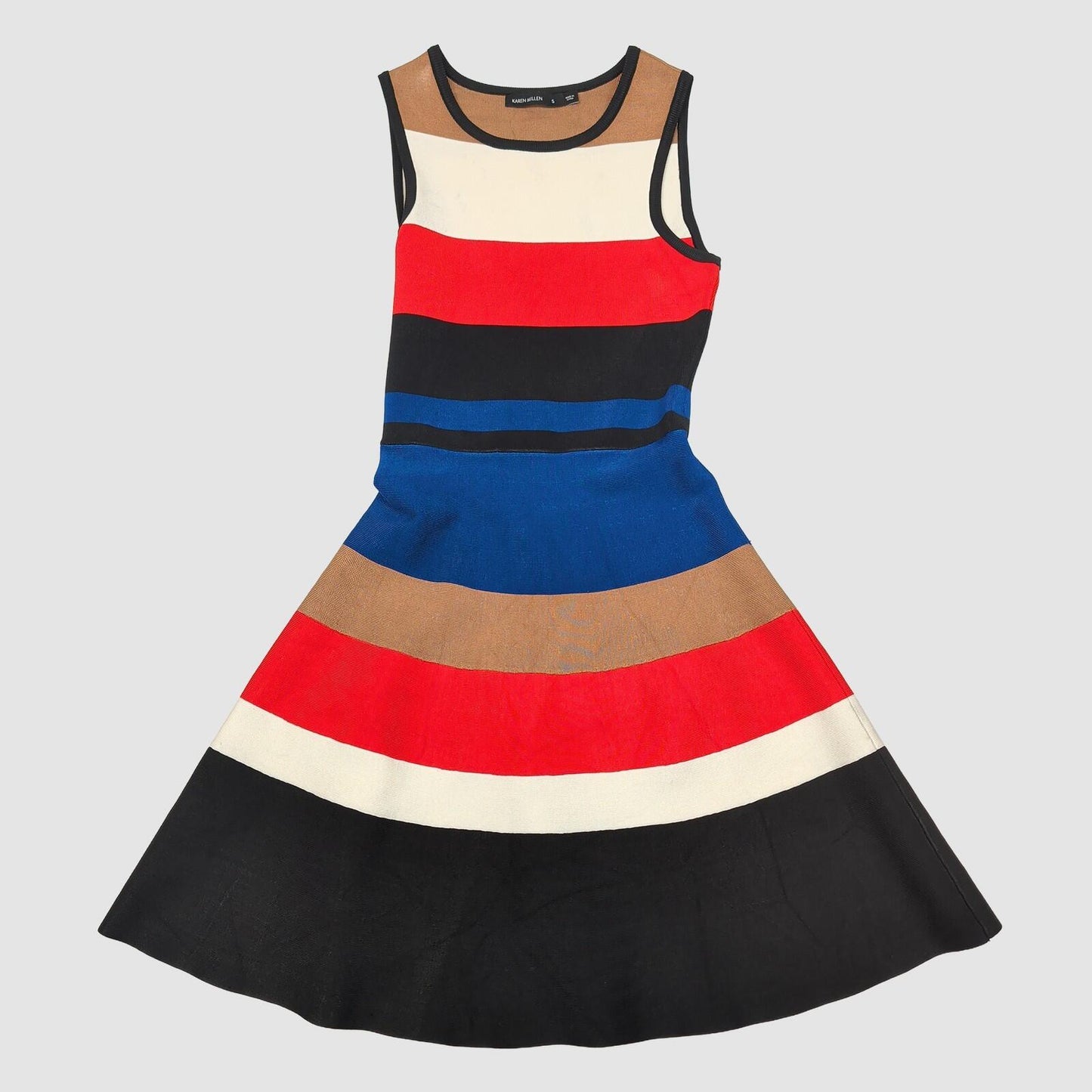 Karen Millen Colour Block Knit Skater Dress Sleeveless Size S Striped by Karen Millen – DRESSING | RewearableUK