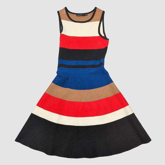 Karen Millen Colour Block Knit Skater Dress Sleeveless Size S Striped by Karen Millen – DRESSING | RewearableUK