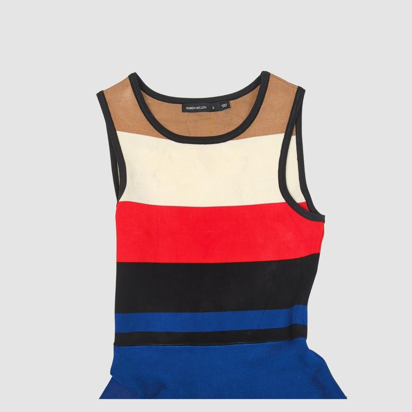 Karen Millen Colour Block Knit Skater Dress Sleeveless Size S Striped by Karen Millen – DRESSING | RewearableUK