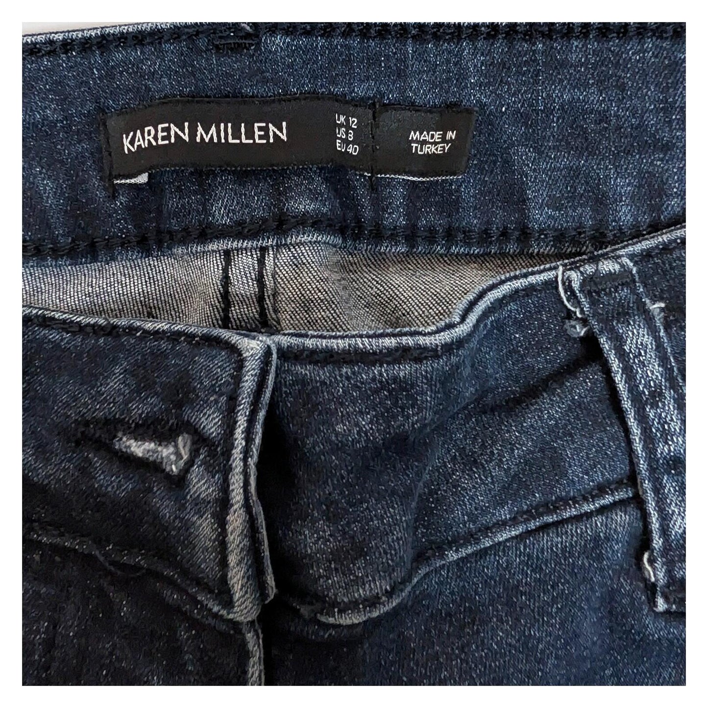 Karen Millen Dark Blue Skinny Jeans UK12 Slim Fit Stretch Denim by Karen Millen – JEANS | RewearableUK