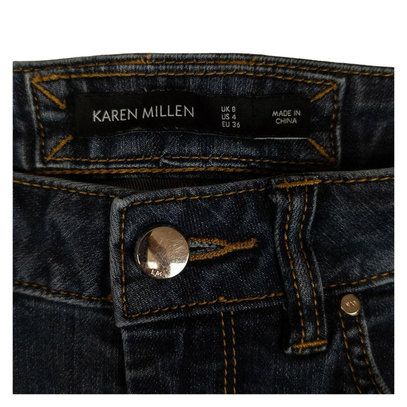Karen Millen Jeans UK 8 US 4 Dark Blue Skinny Stretch Denim Pants KM Logo Trouse by Karen Millen – | RewearableUK