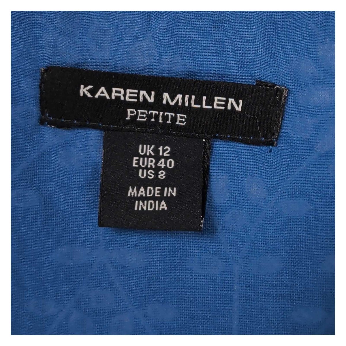 Karen Millen Petite Blue Broderie Blouse UK 12 Cotton Puff Sleeve Peplum – product photo 3 | RewearableUK