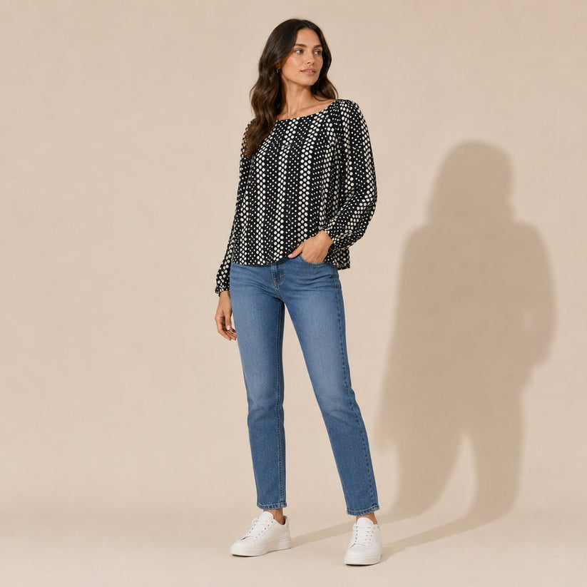 Karen Millen Polka Dot Balloon Sleeve Blouse – UK 16 – Top product photo 1 | RewearableUK