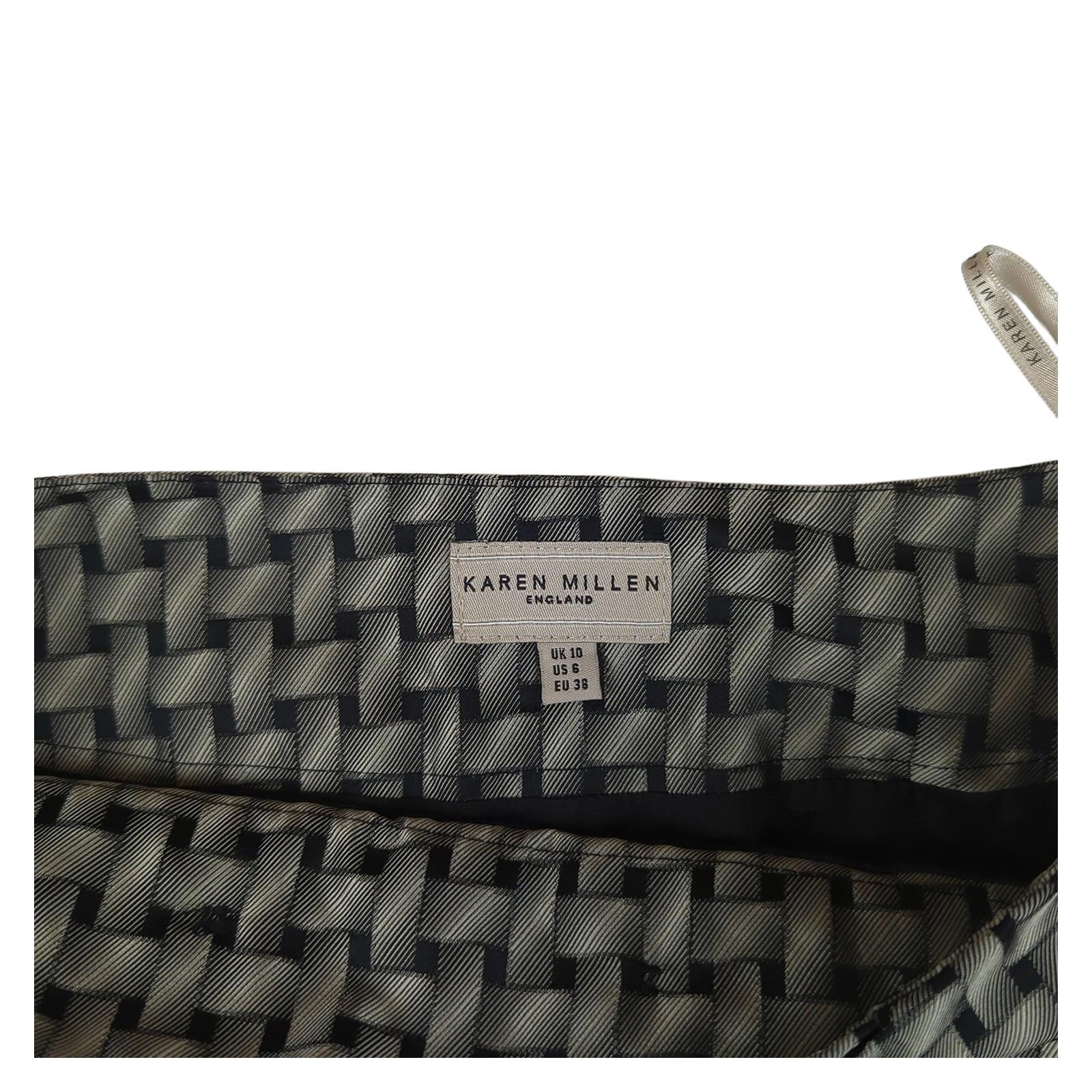 Karen Millen Karen Millen Skirt UK 10 Grey Weave Print Short Pencil Silk Blend Formal Work SKIRT RewearableUK