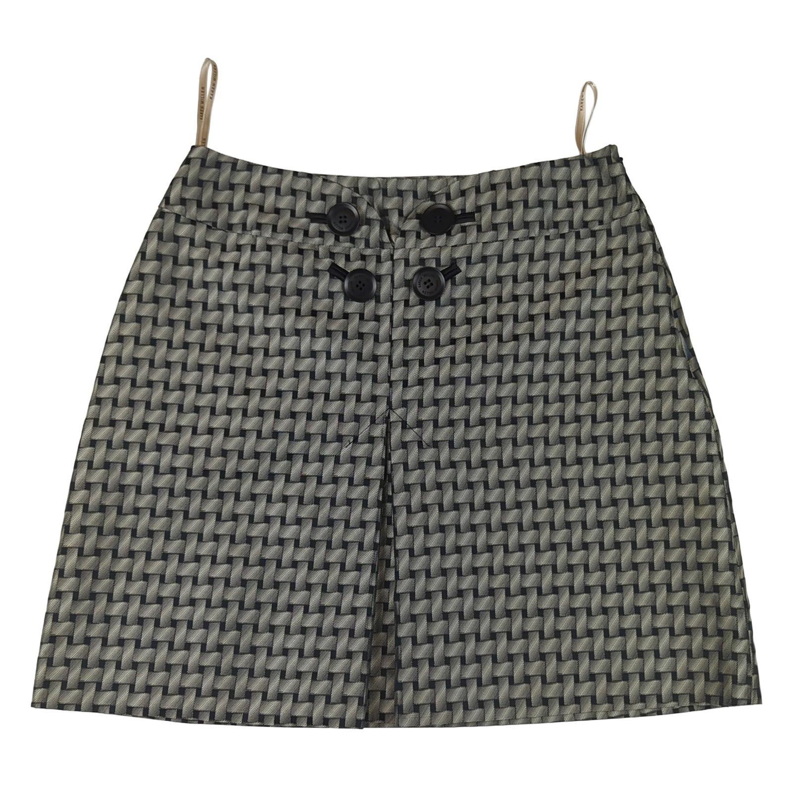 Karen Millen Karen Millen Skirt UK 10 Grey Weave Print Short Pencil Silk Blend Formal Work SKIRT RewearableUK