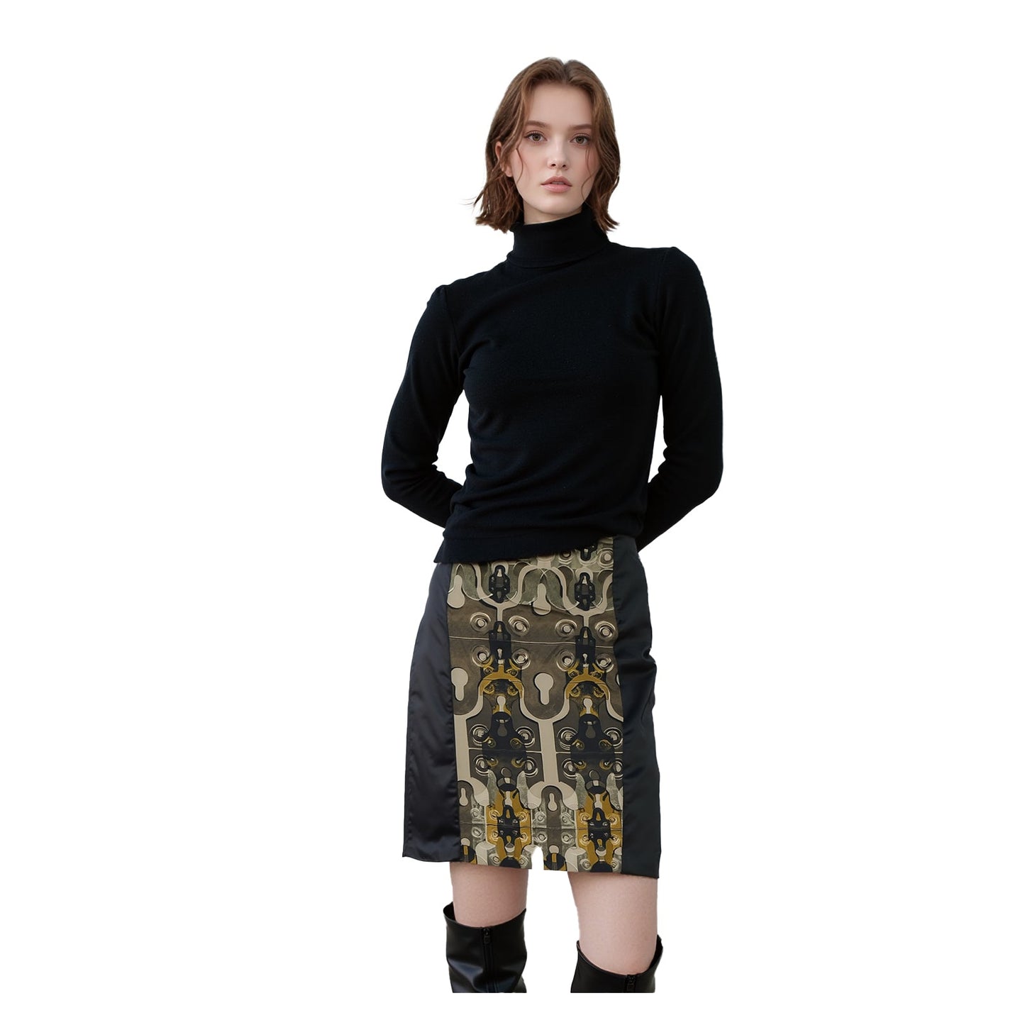 Karen Millen Karen Millen Skirt UK 14 Vintage Geometric Print A - Line Knee Length Cotton Blend SKIRT RewearableUK