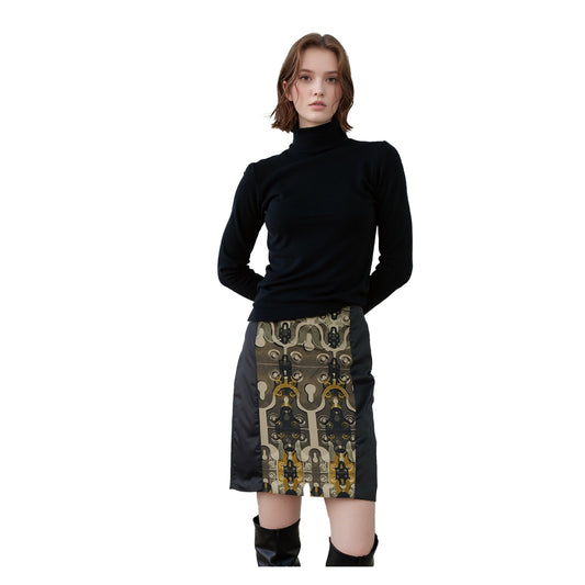 Karen Millen Karen Millen Skirt UK 14 Vintage Geometric Print A - Line Knee Length Cotton Blend SKIRT RewearableUK