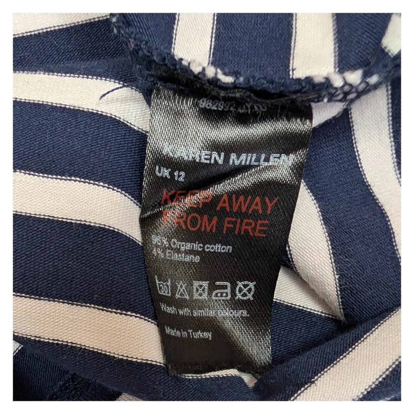 Karen Millen Striped Vest Top Size UK 12 US 8 Organic Cotton Navy White Stretch by Karen Millen – | RewearableUK