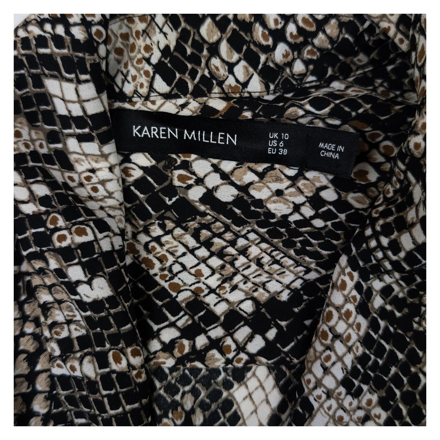 Karen Millen UK10 Snake Print Long Sleeve Wrap Style Formal Casual Blouse Shirt by Karen Millen – | RewearableUK