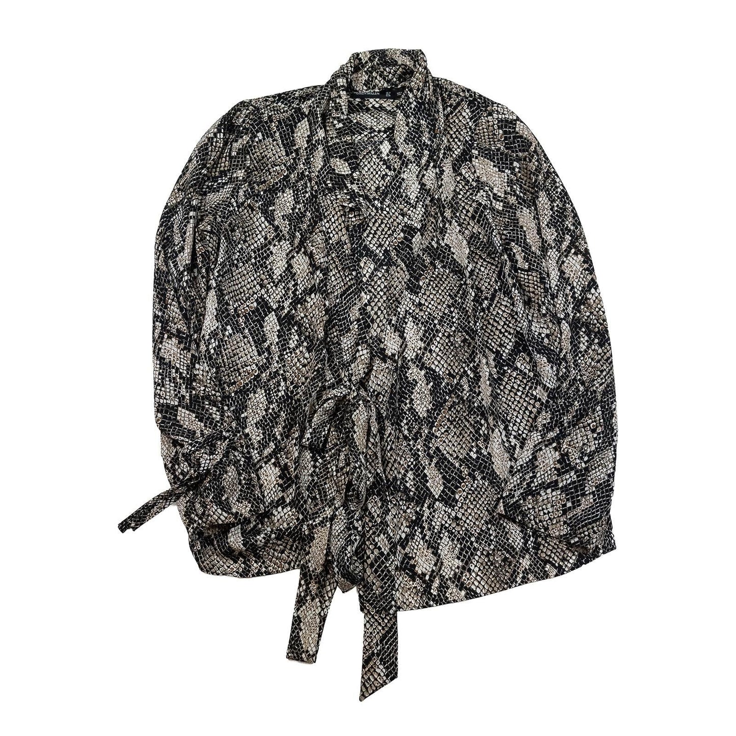 Karen Millen UK10 Snake Print Long Sleeve Wrap Style Formal Casual Blouse Shirt by Karen Millen – | RewearableUK