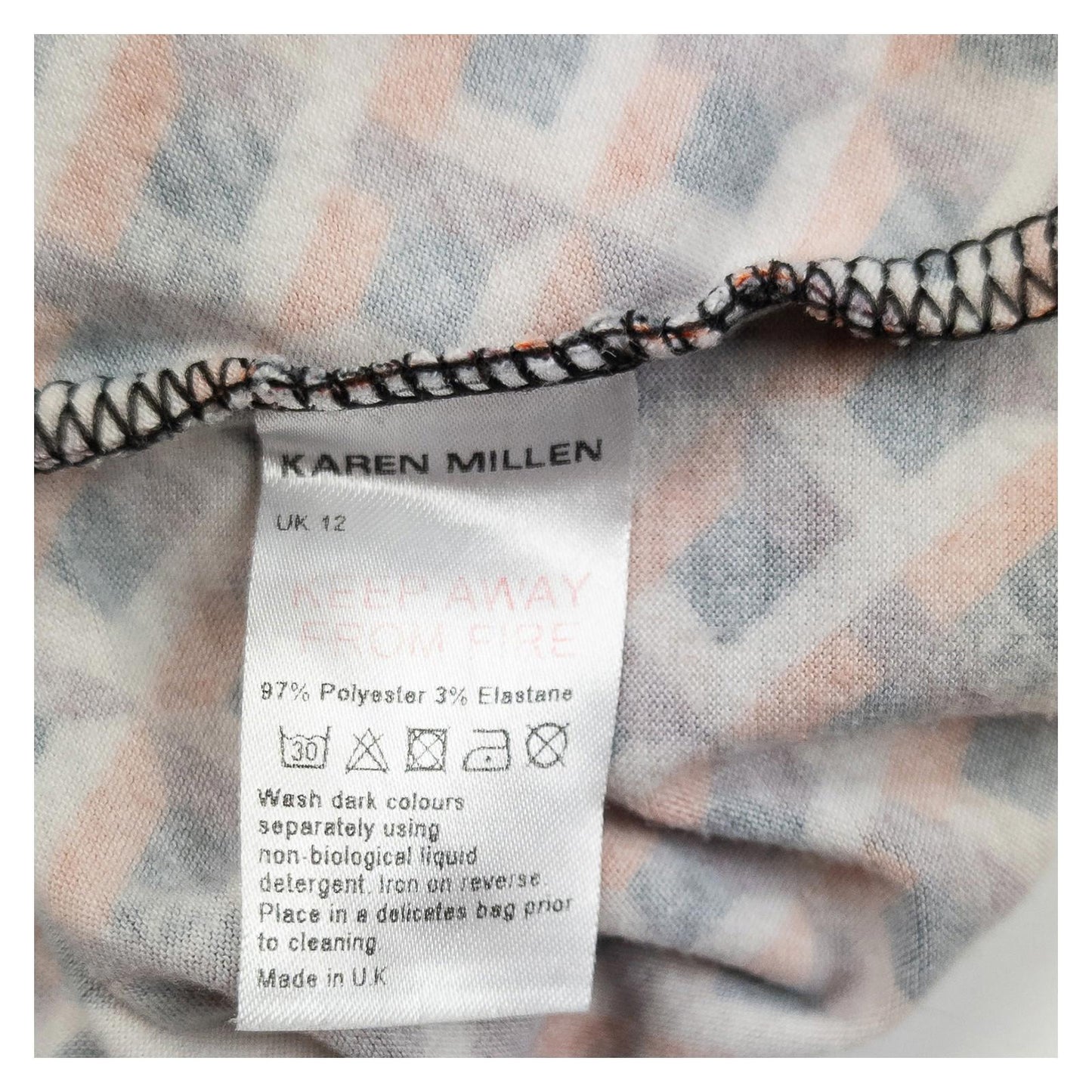 Karen Millen Woman Geo Print Wrap Top Size UK 12 Orange Abstract Long Sleeve Jer by Karen Millen – | RewearableUK