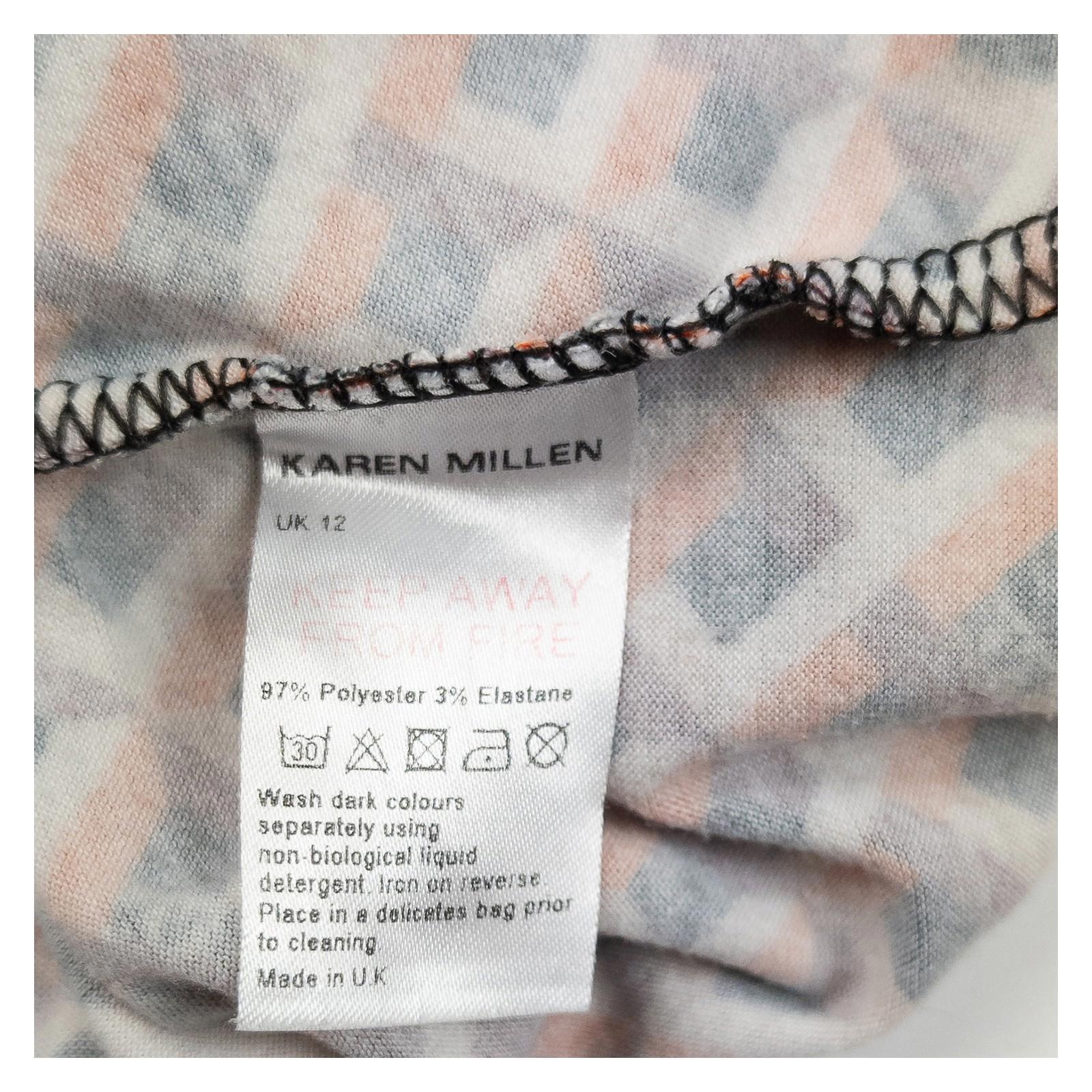 Karen Millen Woman Geo Print Wrap Top Size UK 12 Orange Abstract Long Sleeve Jer by Karen Millen – | RewearableUK